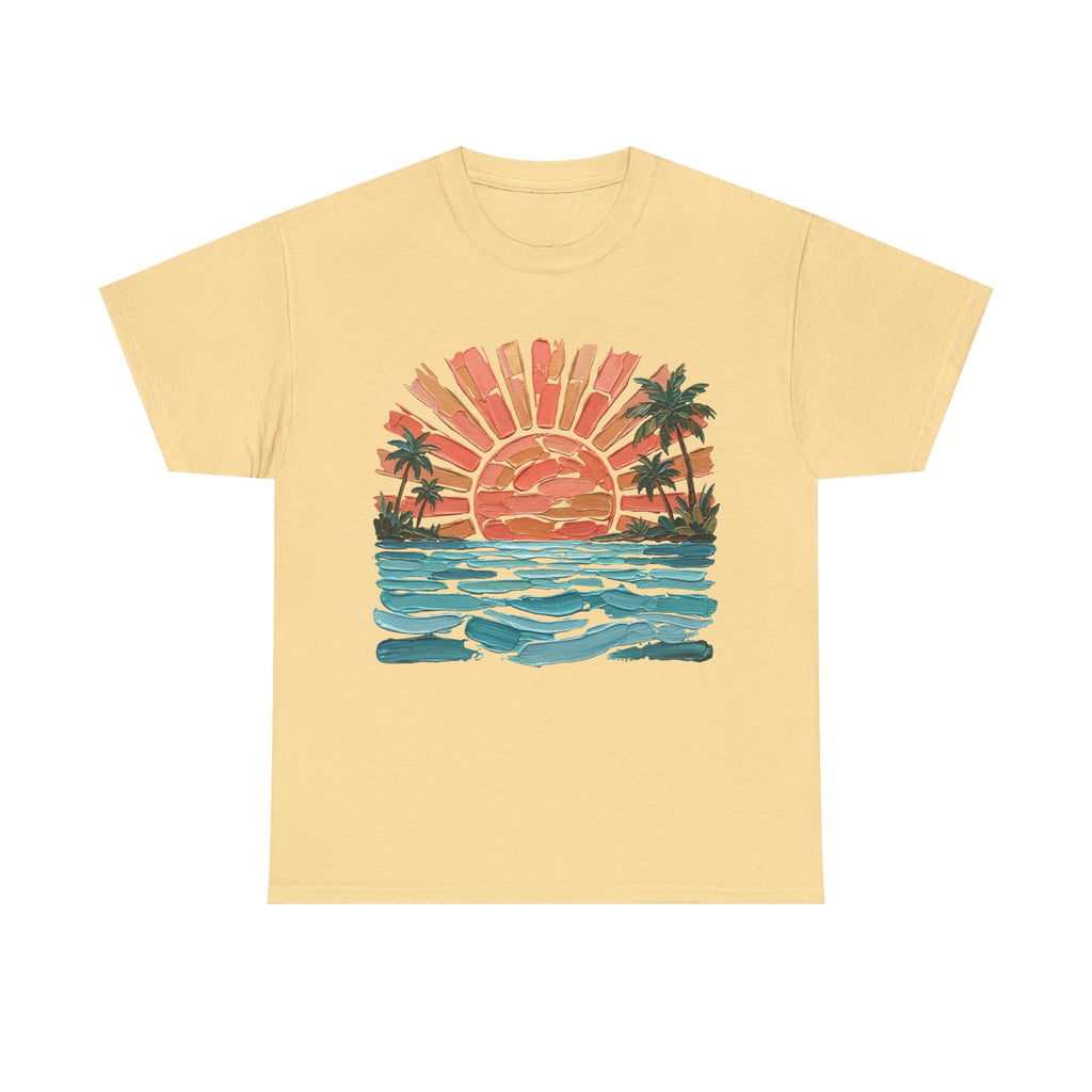 Vintage Sunset Palm Beach T-Shirt | Retro Surf Waves Tee