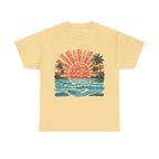 Vintage Sunset Palm Beach T-Shirt | Retro Surf Waves Tee