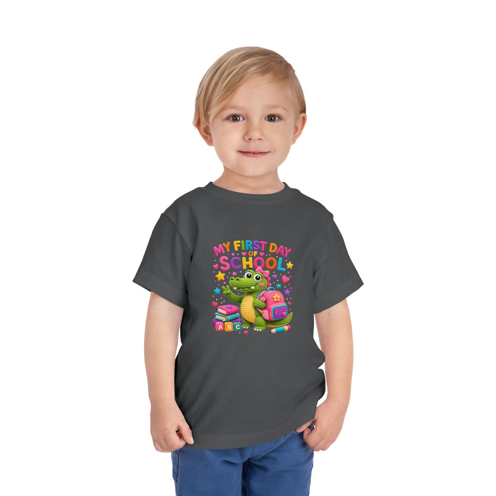 T-shirt enfant « Mon premier jour d'école » avec crocodile | T-shirt de rentrée des classes pour enfants