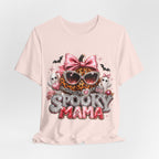 Spooky Mama T-Shirt — Cute Halloween Leopard Pumpkin Graphic Tee for Moms