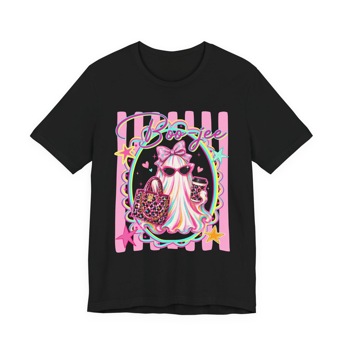 Boo-Jee Ghost Tee — Kawaii Fashion Ghost Graphic T-Shirt with Purse & Coffee