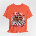 Spooky Mama T-Shirt — Cute Halloween Leopard Pumpkin Graphic Tee for Moms