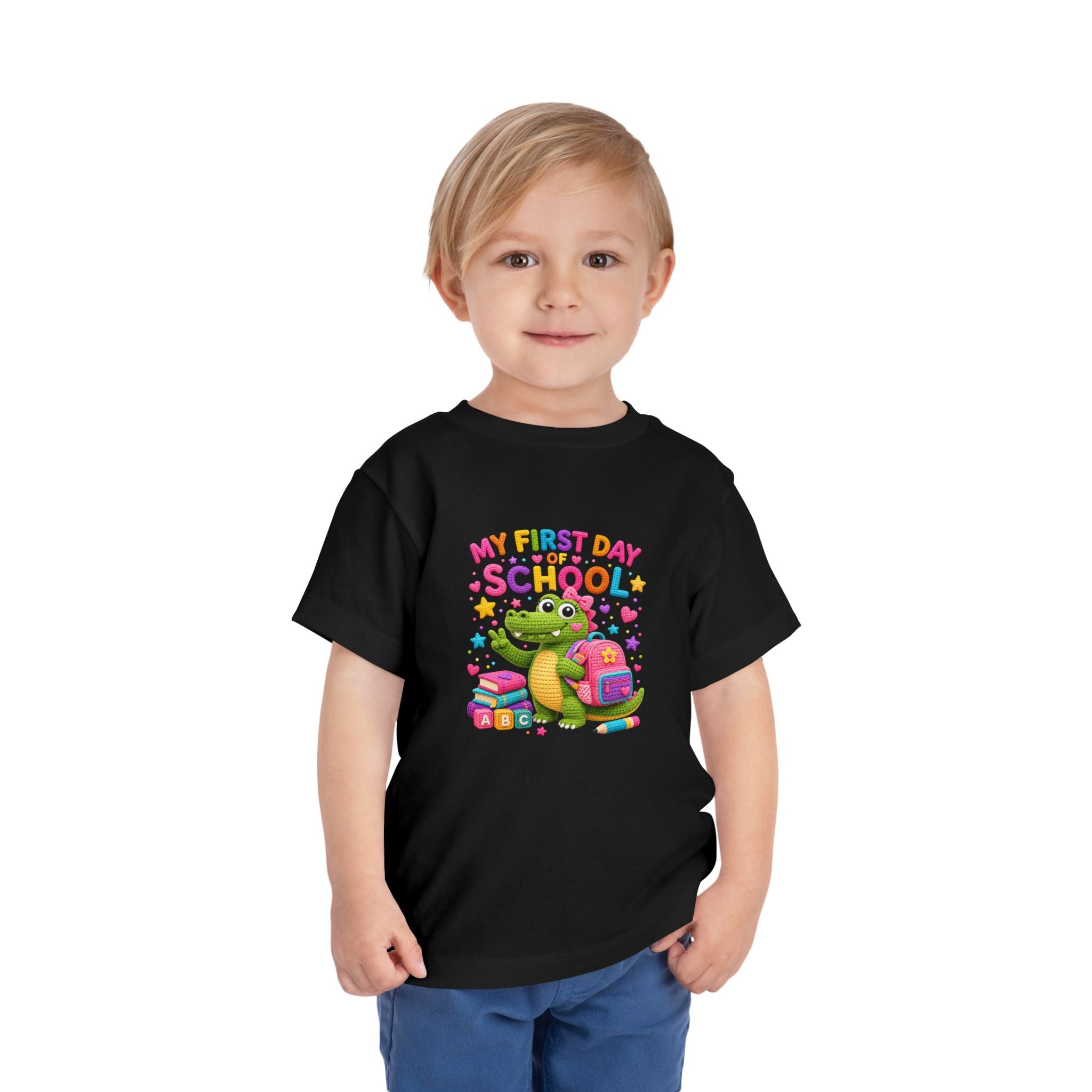T-shirt enfant « Mon premier jour d'école » avec crocodile | T-shirt de rentrée des classes pour enfants