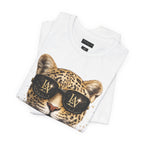 Leopard with Sunglasses Tee | Gold Chain Cheetah Graphic Shirt