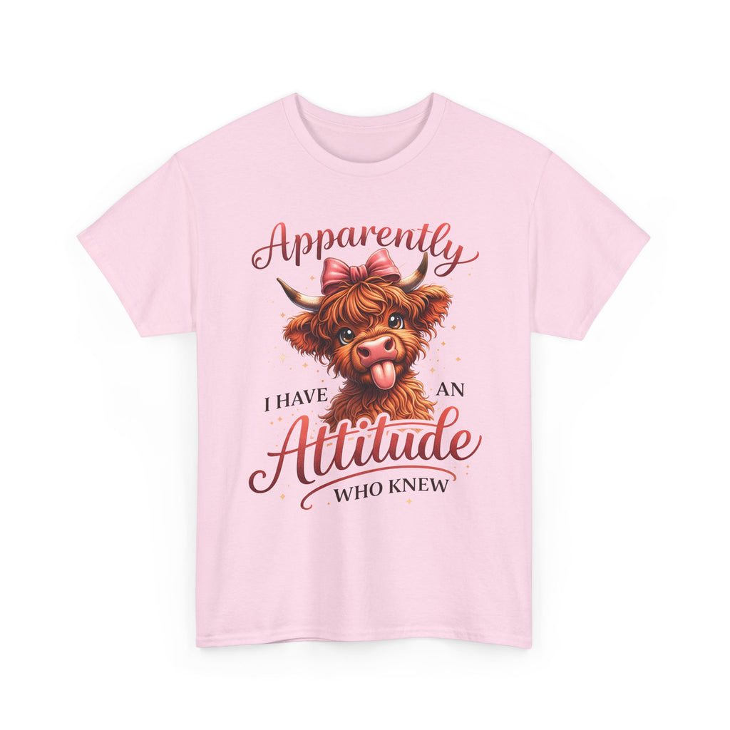 Apparently I Have An Attitude Cow T-Shirt | Cute Highland Cow Graphic