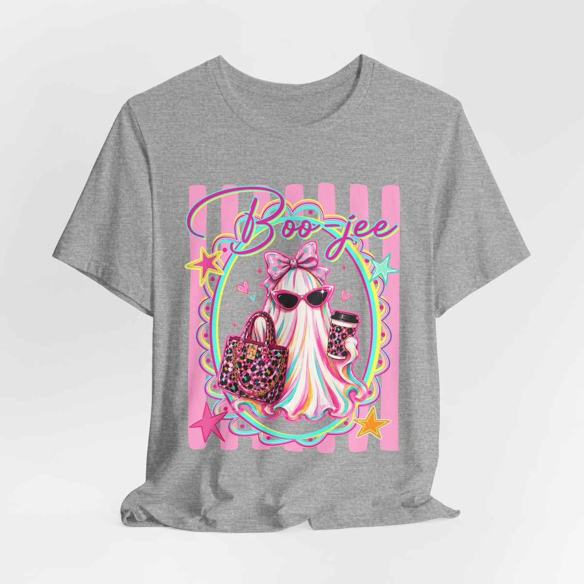 Boo-Jee Ghost Tee — Kawaii Fashion Ghost Graphic T-Shirt with Purse & Coffee