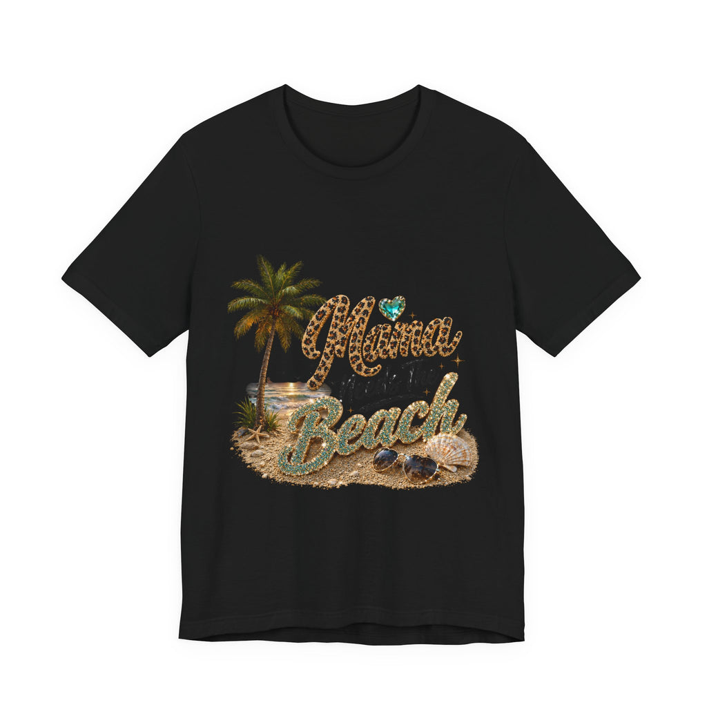 Mama Needs The Beach T-Shirt | Palm Tree, Seashells, Leopard Script