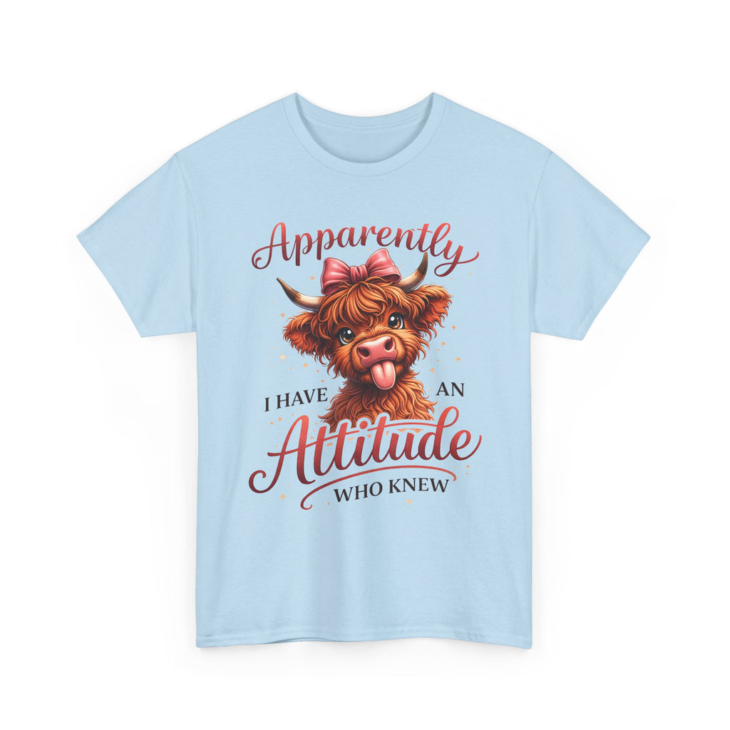 Apparently I Have An Attitude Cow T-Shirt | Cute Highland Cow Graphic