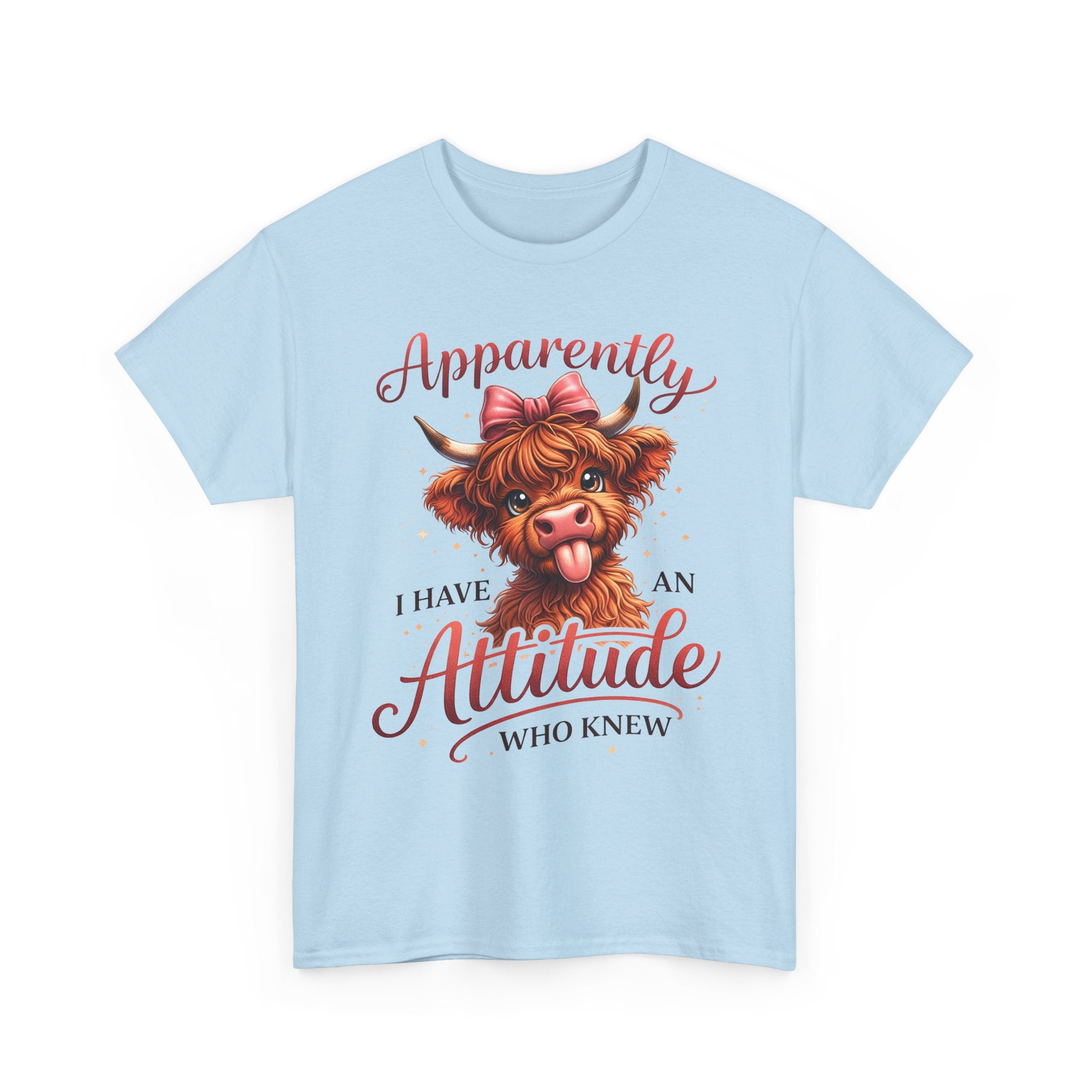 Apparently I Have An Attitude Cow T-Shirt | Cute Highland Cow Graphic