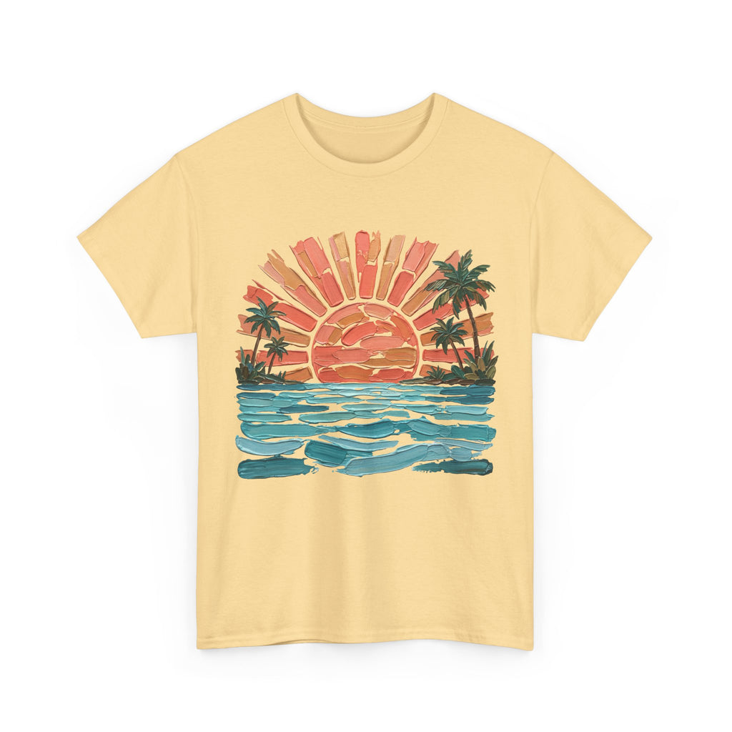 T-Shirt Vintage Coucher de soleil Palm Beach | T-Shirt Rétro Vagues Surf