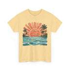 Vintage Sunset Palm Beach T-Shirt | Retro Surf Waves Tee