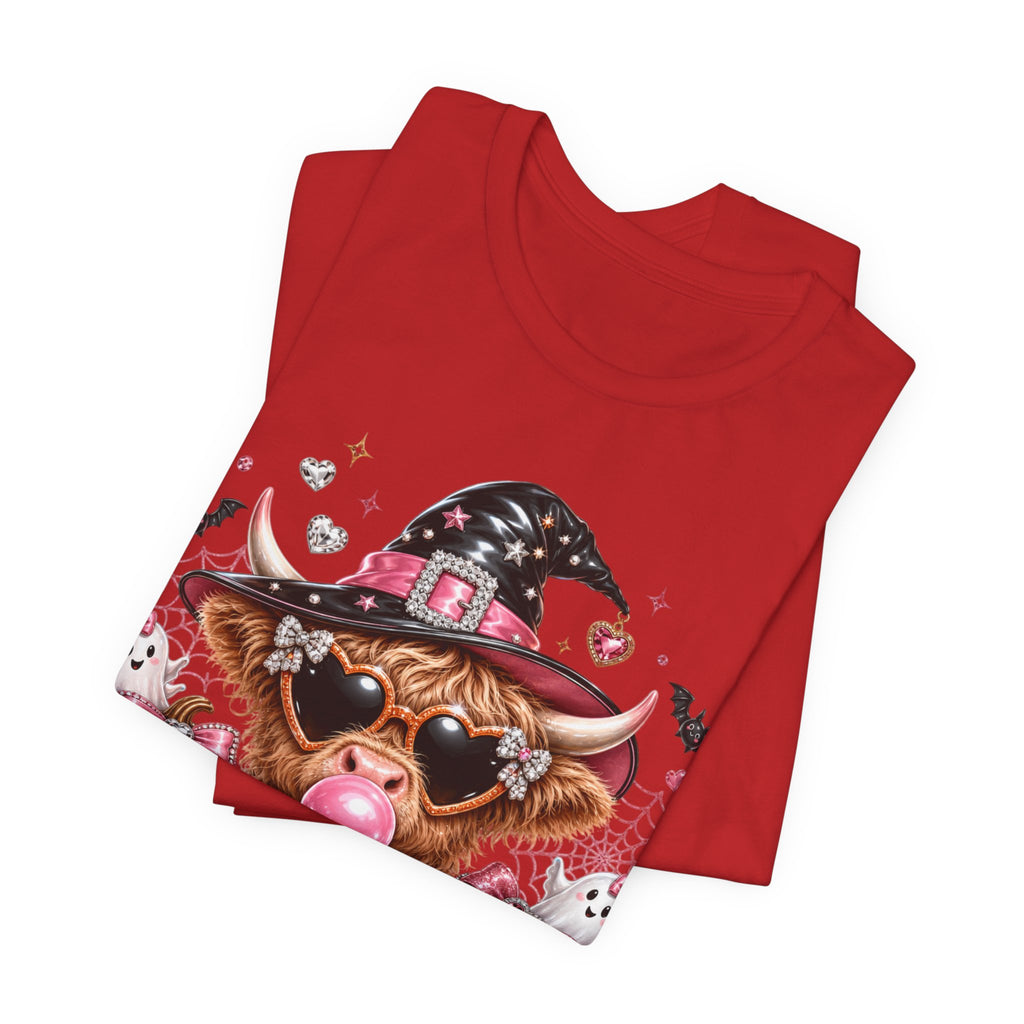 Halloween Cow T-Shirt — "Too Cute to Haunt" Cute Witch Cow Graphic Tee