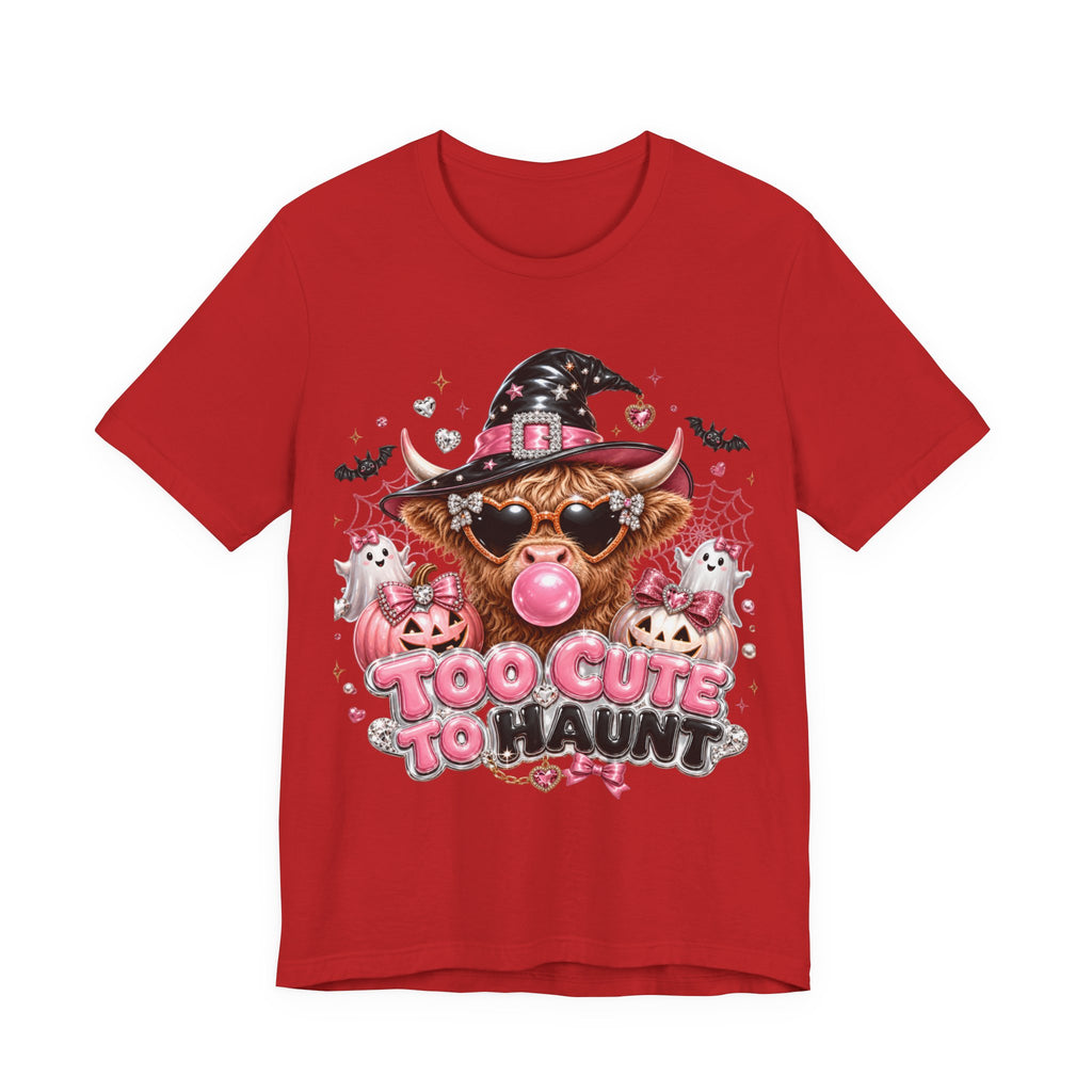 Halloween Cow T-Shirt — "Too Cute to Haunt" Cute Witch Cow Graphic Tee