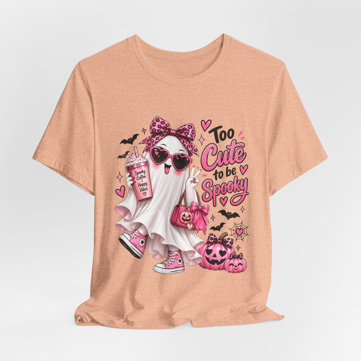 Cute Ghost Halloween T-Shirt | Too Cute to Be Spooky | Coquette Luxe