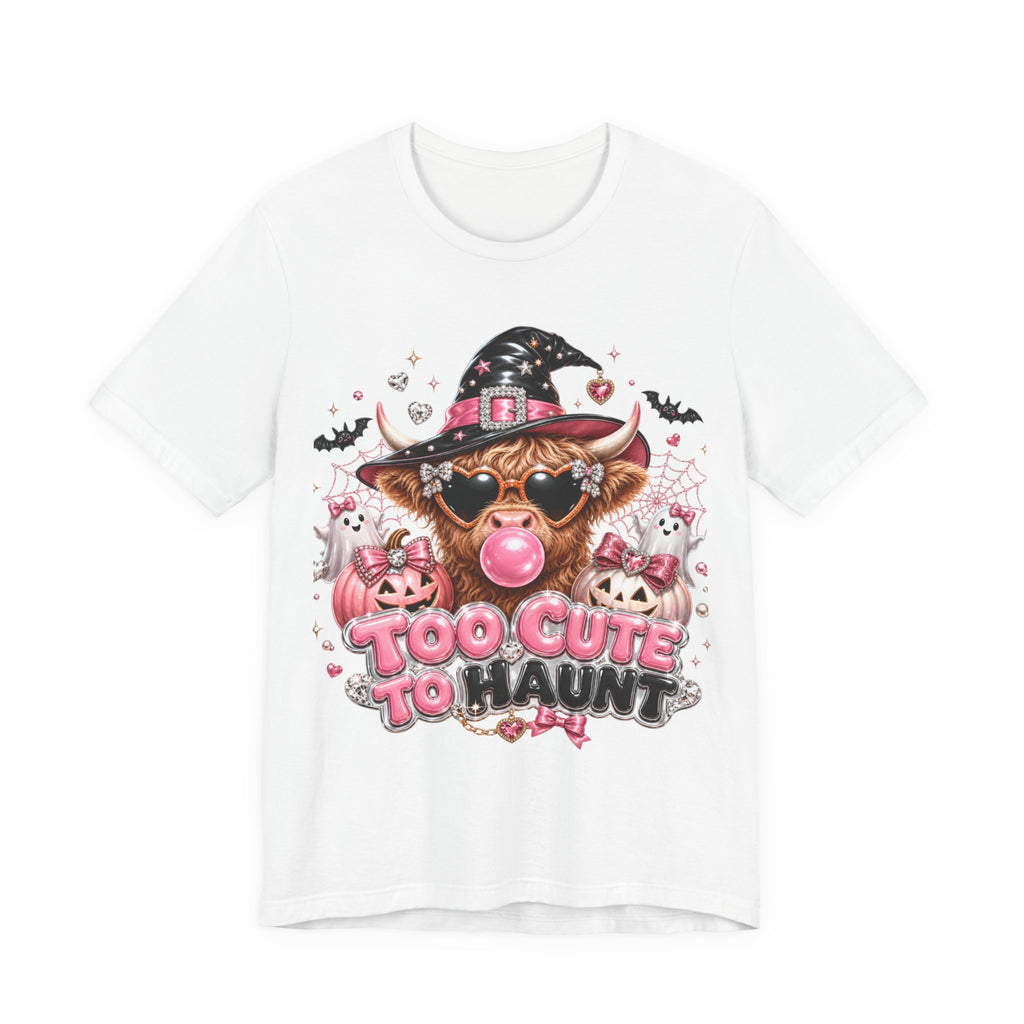 Halloween Cow T-Shirt — "Too Cute to Haunt" Cute Witch Cow Graphic Tee