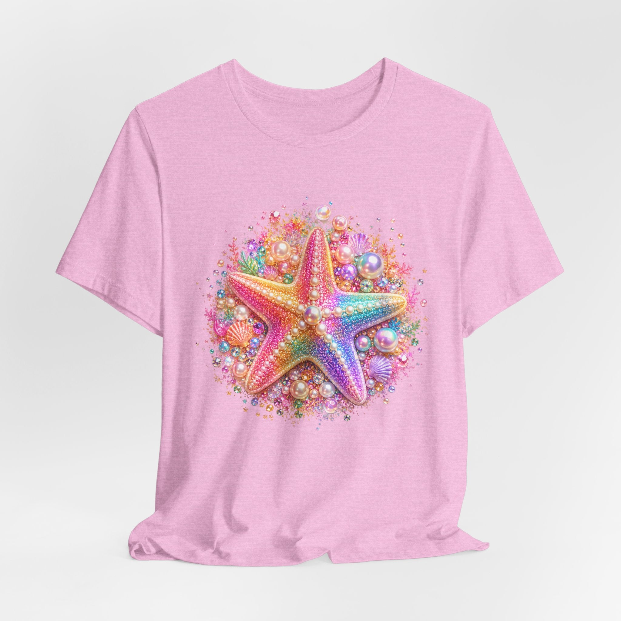 Rainbow Starfish T-Shirt | Colorful Seashell Beach Art