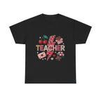 Teacher lightning bolt design T-shirt | cherries, letters, hearts, stationery
