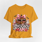 Spooky Mama T-Shirt — Cute Halloween Leopard Pumpkin Graphic Tee for Moms