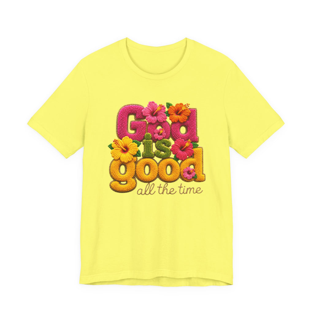 God Is Good all the time T-Shirt | Floral Retro Typography