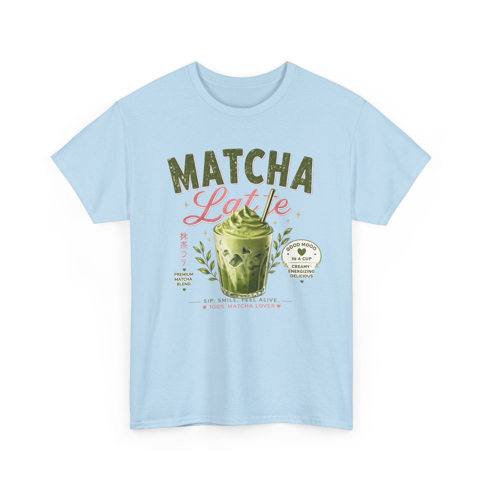 Matcha Latte T-Shirt | Iced Matcha Cup Graphic, Green Tea Illustration