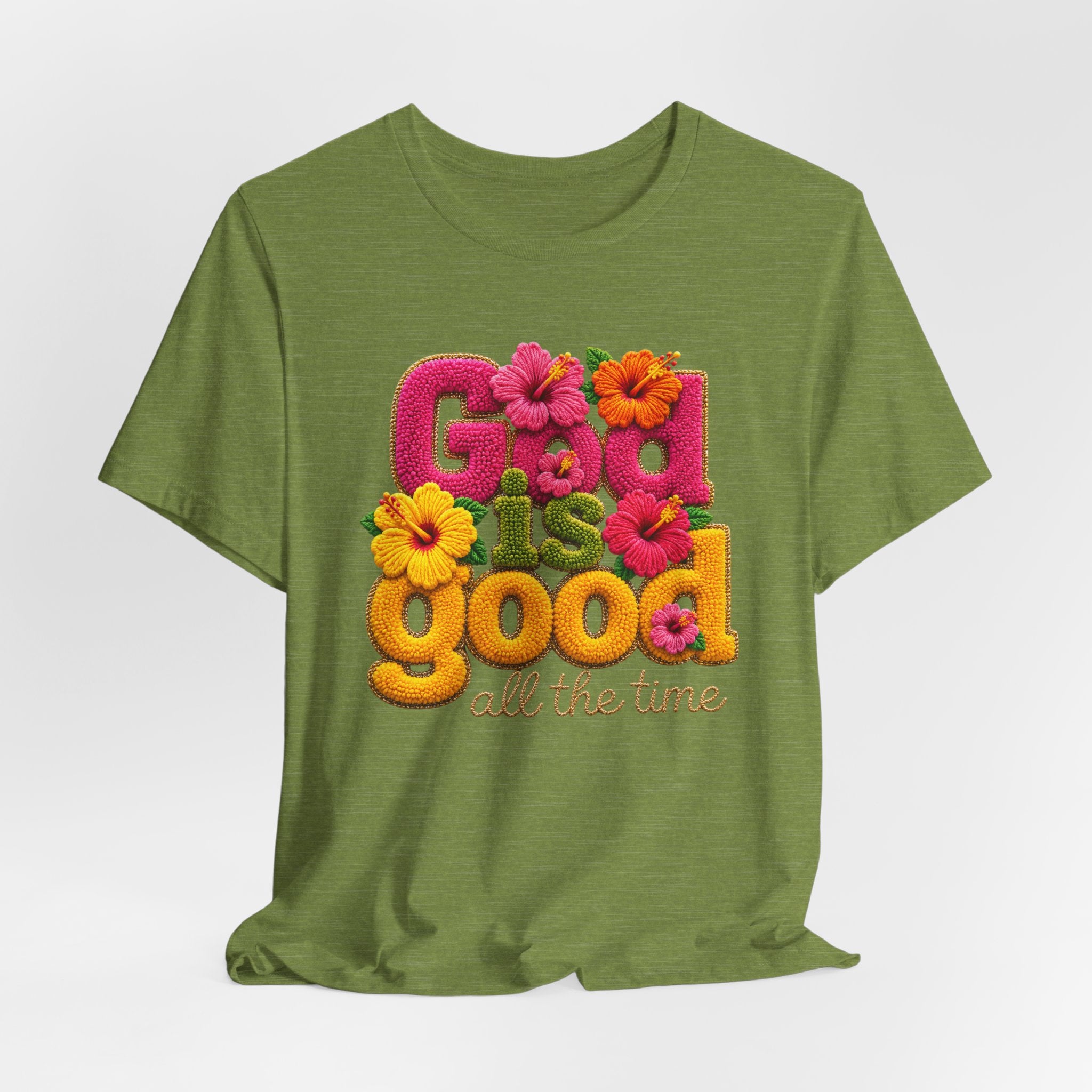 God Is Good all the time T-Shirt | Floral Retro Typography