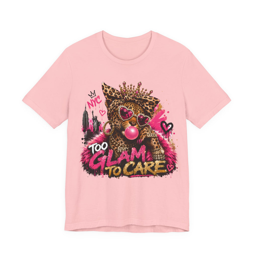 Too Glam To Care Tee — Leopard Crown Cat Graphic Shirt
