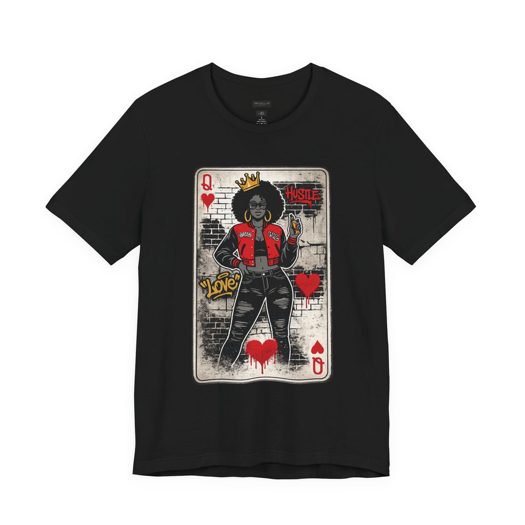 Queen of Hearts Playing Card Tee | Retro Street Art Queen, Love Hearts Design