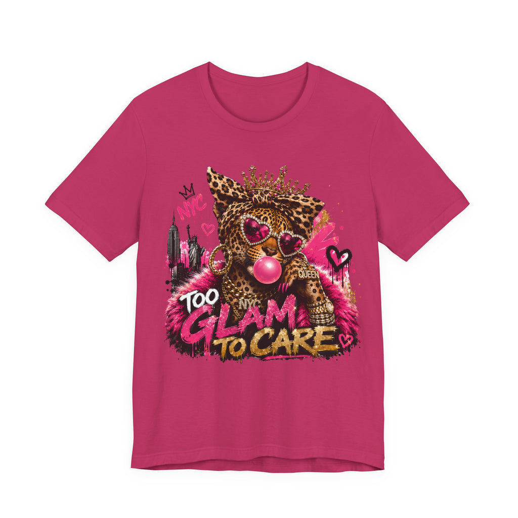 Too Glam To Care Tee — Leopard Crown Cat Graphic Shirt