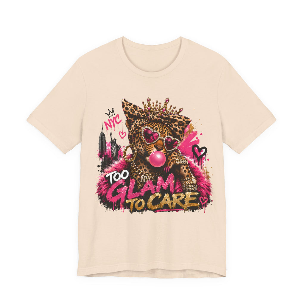 Too Glam To Care Tee — Leopard Crown Cat Graphic Shirt