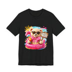 Teddy Bear Pool Float Tee | Summer Bear with Sunglasses and Flamingo