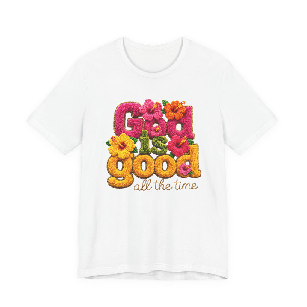 God Is Good all the time T-Shirt | Floral Retro Typography