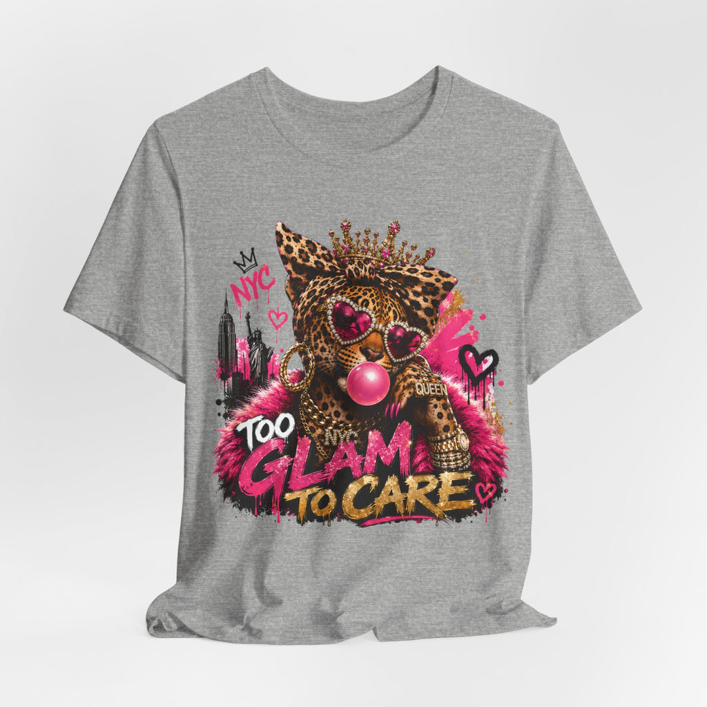 Too Glam To Care Tee — Leopard Crown Cat Graphic Shirt
