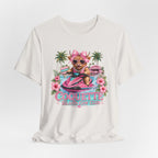Coquette Island Cow Club T-Shirt | Cute Highland Cow Pink Jet Ski Summer Graphic Tee