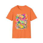 Tropical Colorful Fish T-Shirt | Neon Hibiscus Beach Illustration