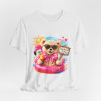 Teddy Bear Pool Float Tee | Summer Bear with Sunglasses and Flamingo