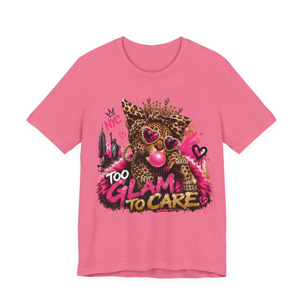 Too Glam To Care Tee — Leopard Crown Cat Graphic Shirt