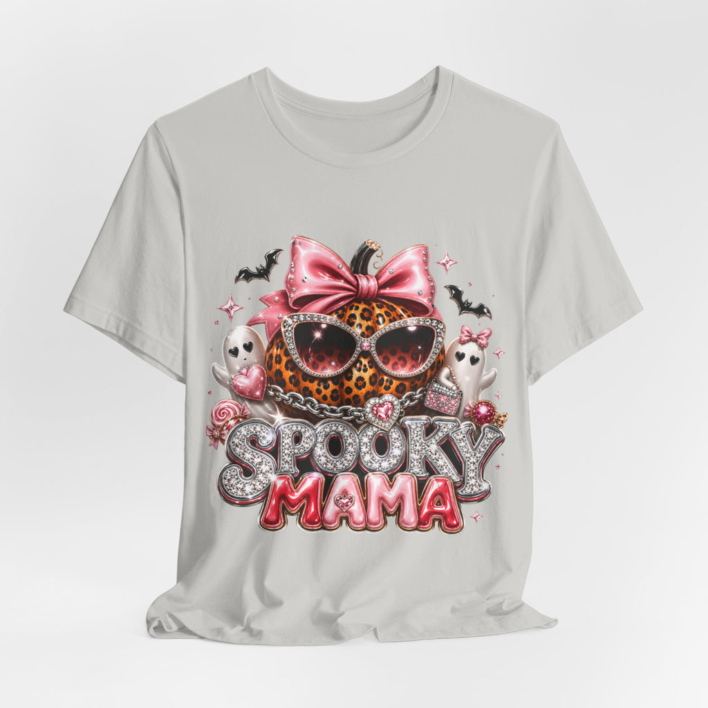 Spooky Mama T-Shirt — Cute Halloween Leopard Pumpkin Graphic Tee for Moms
