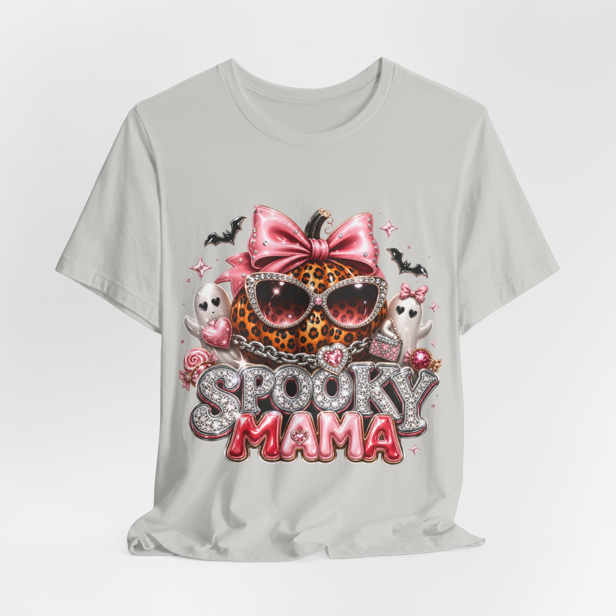 Spooky Mama T-Shirt — Cute Halloween Leopard Pumpkin Graphic Tee for Moms