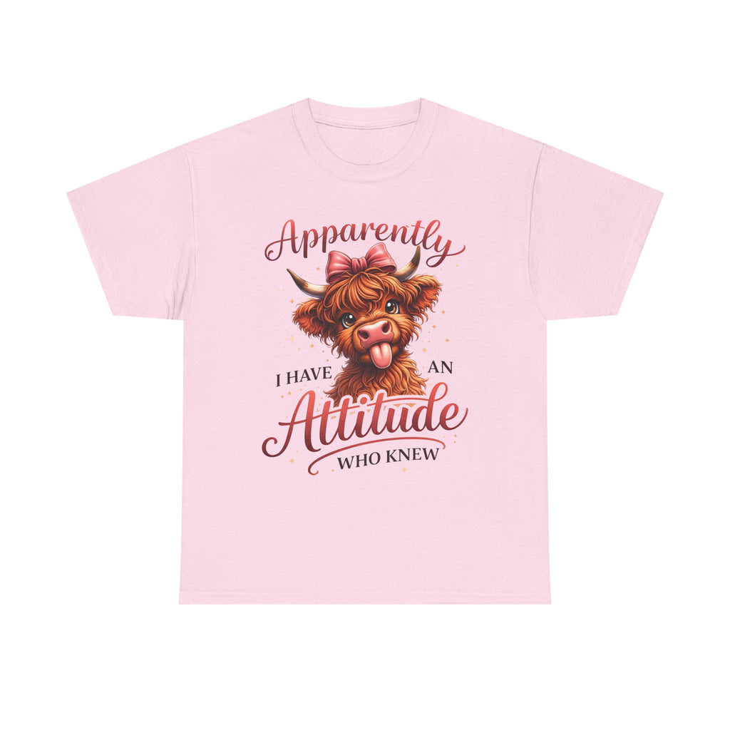 Apparently I Have An Attitude Cow T-Shirt | Cute Highland Cow Graphic