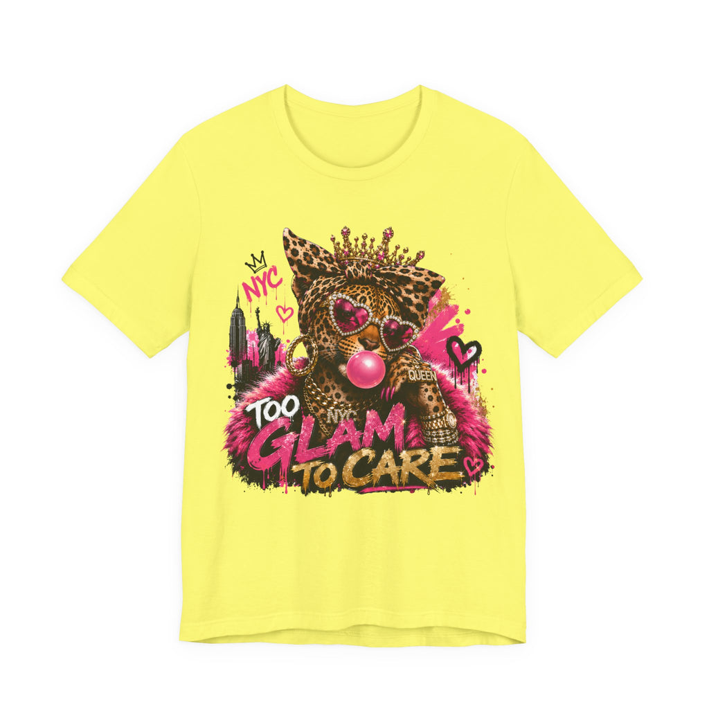 Too Glam To Care Tee — Leopard Crown Cat Graphic Shirt