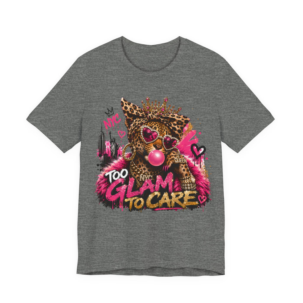 Too Glam To Care Tee — Leopard Crown Cat Graphic Shirt