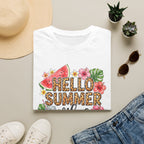 Hello Summer Vibes Watermelon Floral Leopard Print T-Shirt