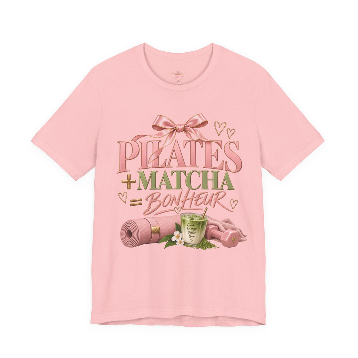 Pilates + Matcha Bonheur Tee — Yoga Mat & Matcha Fitness Shirt