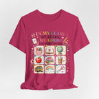 In My Class We Learn We Grow Teacher Illustration T-Shirt | School Icons