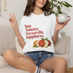 Caprese Salad T-Shirt — Sun. Tomato. Mozzarella. Happiness. Graphic Tee