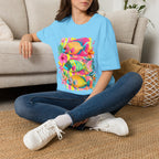 Tropical Colorful Fish T-Shirt | Neon Hibiscus Beach Illustration
