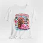 Summer Vibes Cow on Jet Ski T-Shirt | Cute Tropical Floral Beach Design