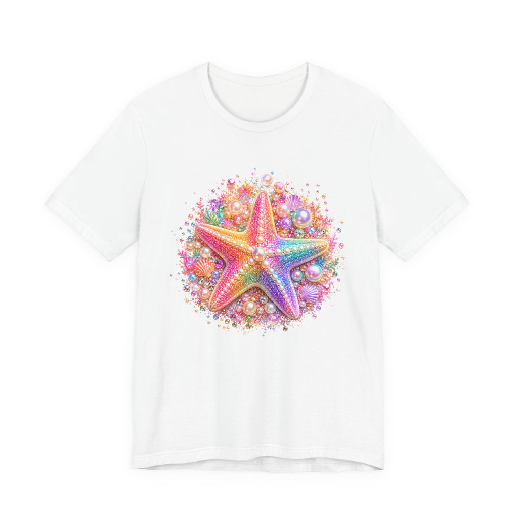 Rainbow Starfish T-Shirt | Colorful Seashell Beach Art