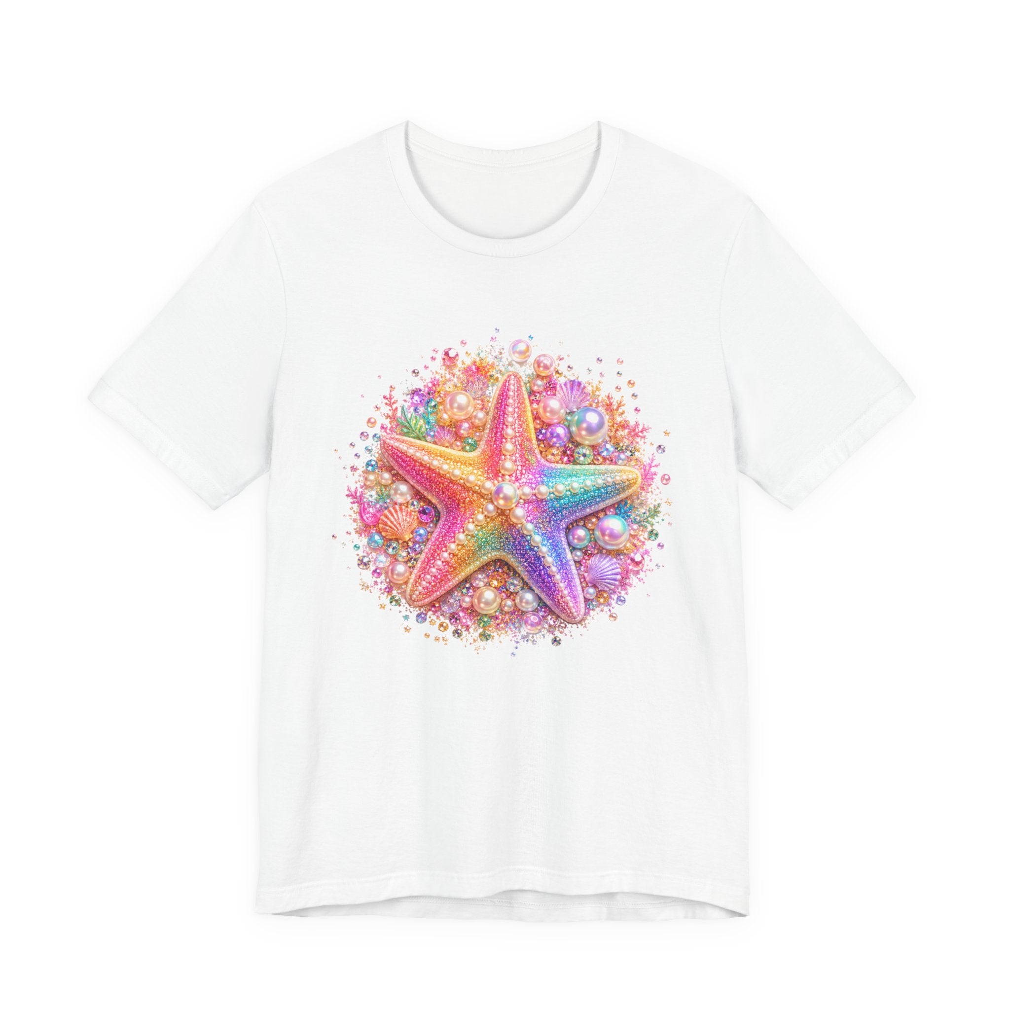 Rainbow Starfish T-Shirt | Colorful Seashell Beach Art