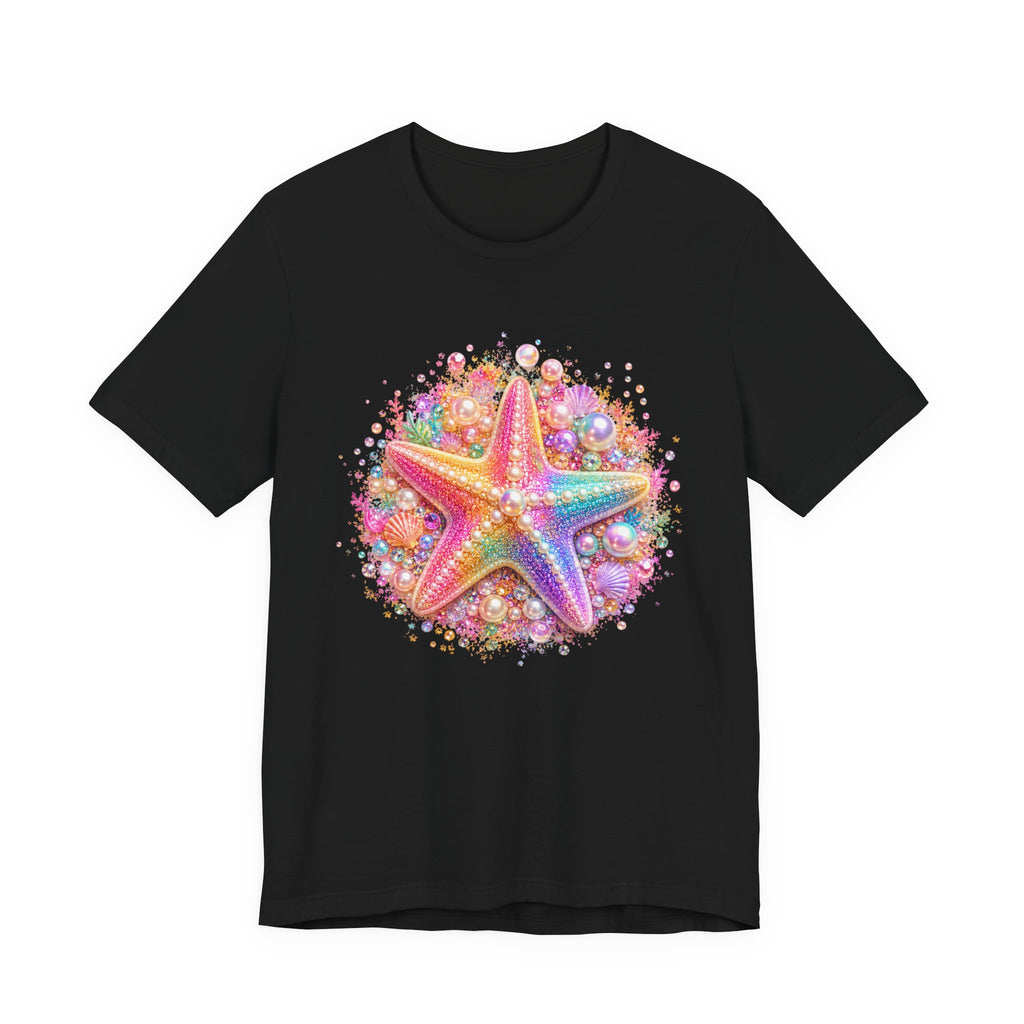 Rainbow Starfish T-Shirt | Colorful Seashell Beach Art